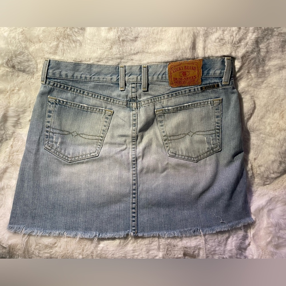 Vintage Lucky Brand Distressed Denim Mini Skirt - Picture 2 of 5